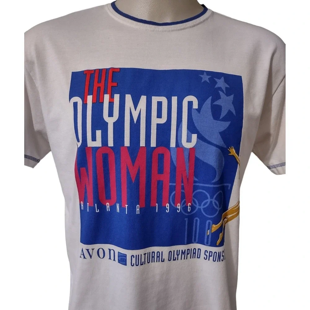 The Olympic Women's Size L Avon Sponsor T-Shirt Vintage 90s 1996 Atlanta Games‎